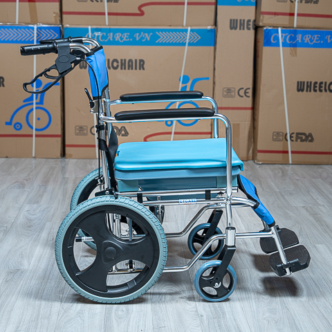Xe lăn tắm 606 (tắm, đẩy, bô vệ sinh) - full