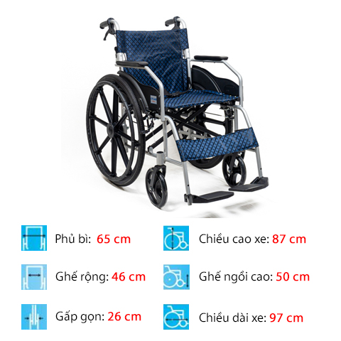 Xe lăn du lịch bánh mâm 868LBJ thông số