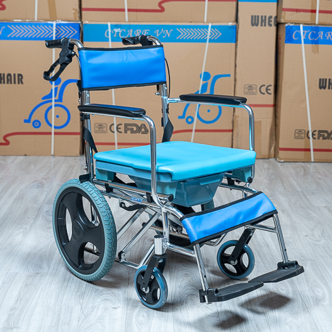 Xe lăn tắm 606 (tắm, đẩy, bô vệ sinh) - full