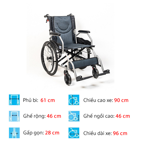 Xe lăn gọn nhẹ giá rẻ 863S - thông số Xe lăn gọn nhẹ giá rẻ 863S - thông số