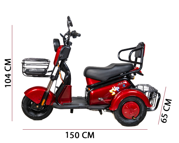 xe điện 3 bánh nhỏ gọn - kich thước